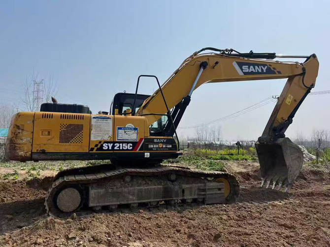 Sany 215 excavator working on construction site