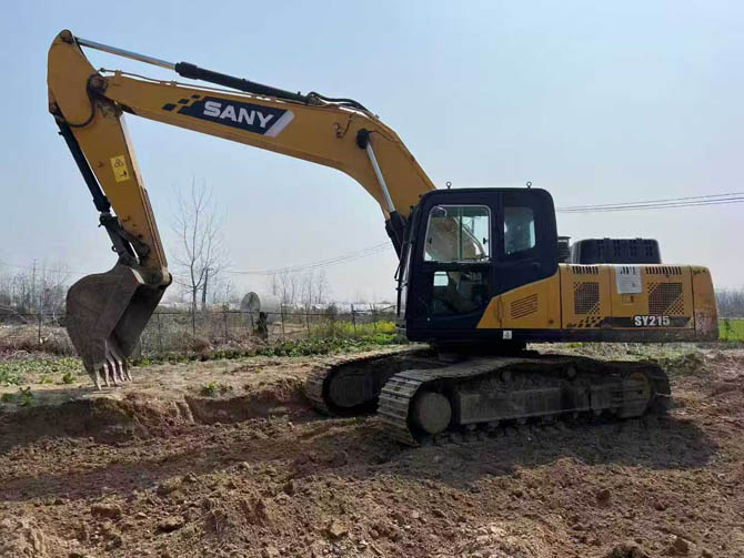 Sany 215 excavator working on construction site