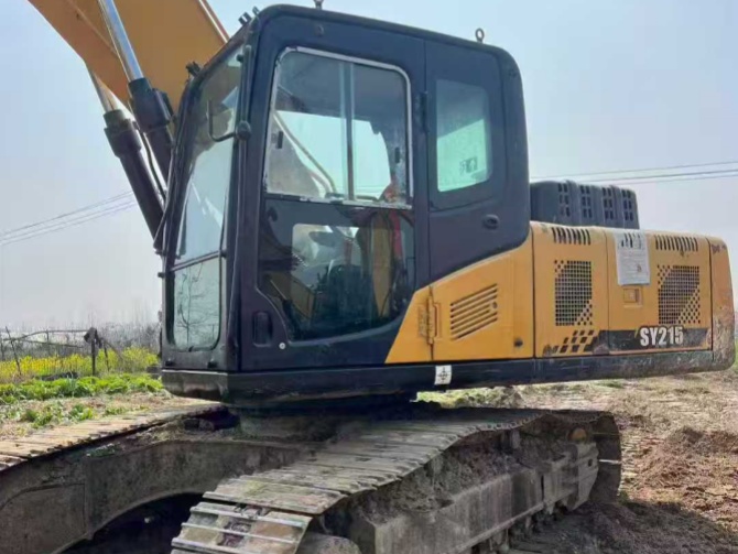 Sany 215 excavator working on construction site