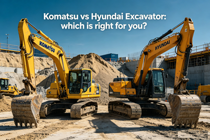 Komatsu and Hyundai Excavators Side by Side
