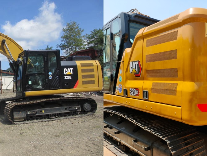 Caterpillar 320E and 320GC excavators working on a construction site