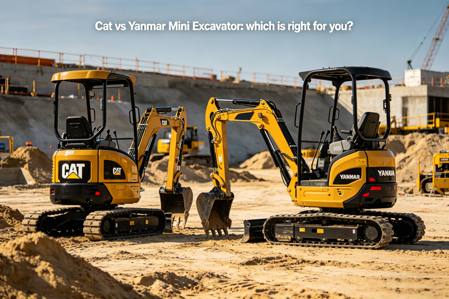 Caterpillar vs Yanmar mini excavator side by side on construction site