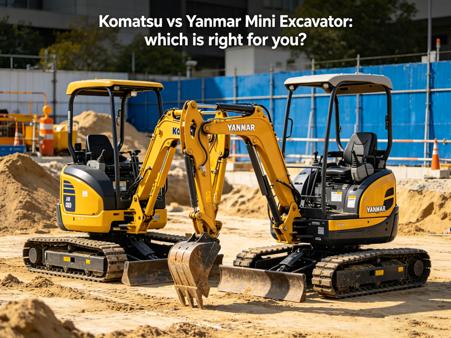 Komatsu and Yanmar Mini Excavators Side by Side