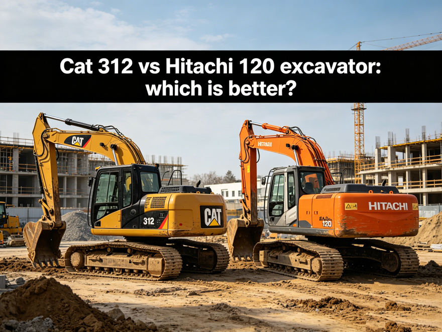 Cat 312 vs Hitachi 120 excavator side by side on a construction site