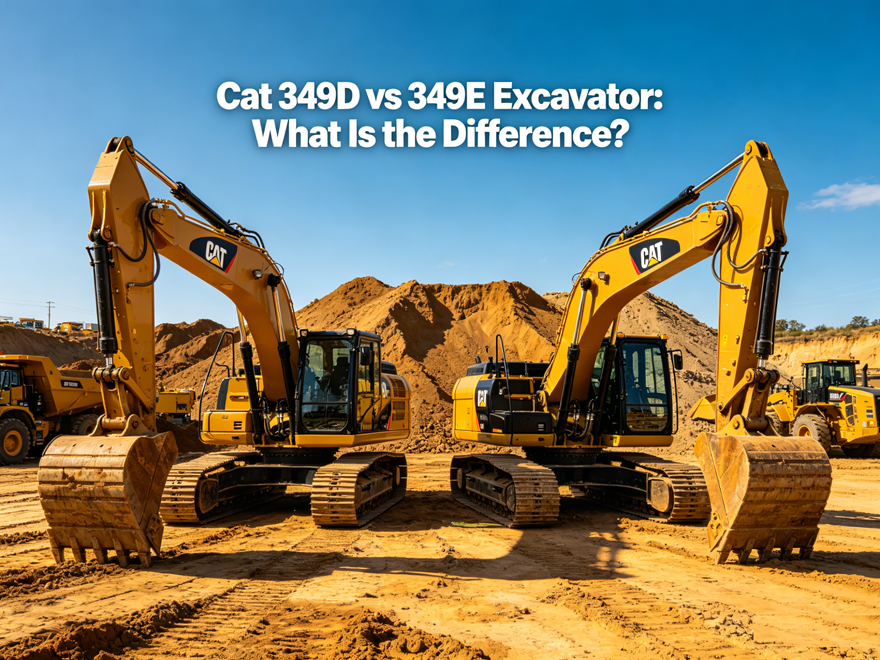 Cat 349D vs 349E Excavator side by side comparison on construction site