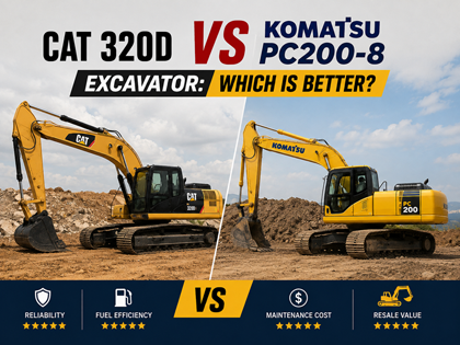 Cat 320D vs Komatsu PC200-8 Excavator comparison