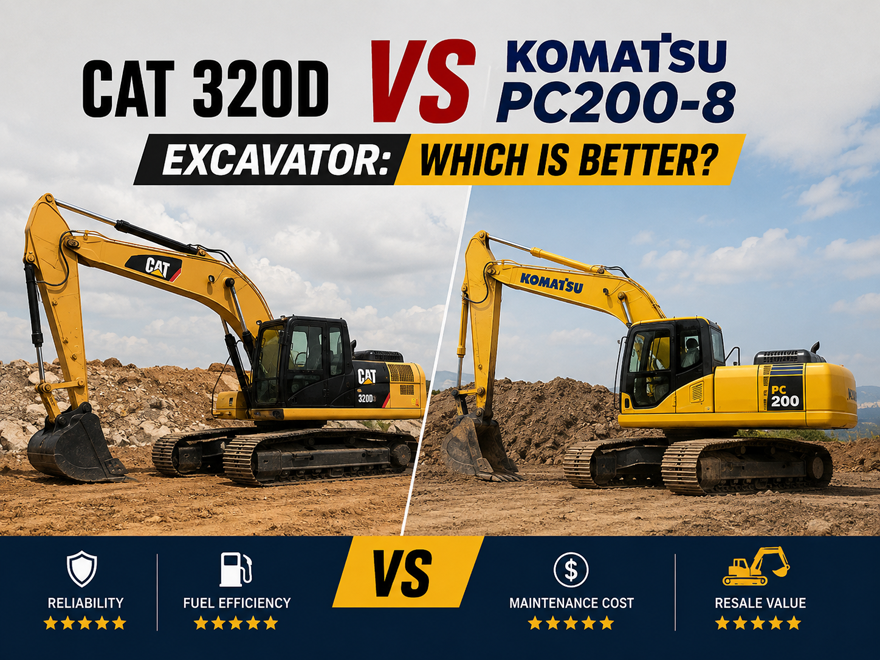 Cat 320D vs Komatsu PC200-8 Excavator comparison