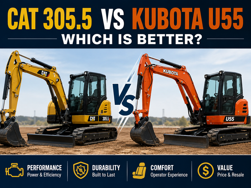 Cat 305.5 vs Kubota U55 compact excavator comparison
